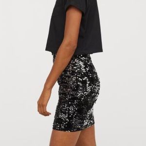 H&M Divided Black Sequin Mini Skirt